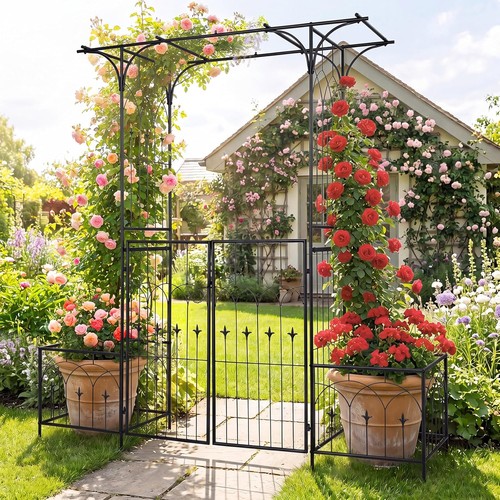 Giantex garden arbor with gate - giantex,
