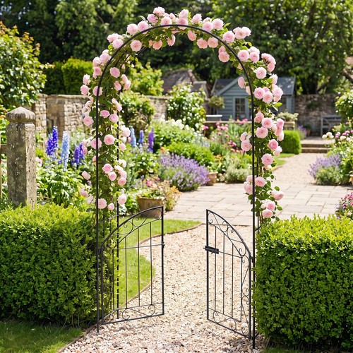 Garden arch with gate - garden,