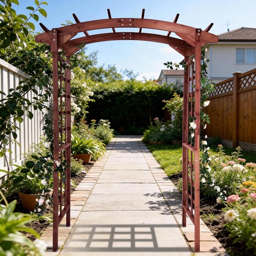 Wood garden arbor arch - 85",